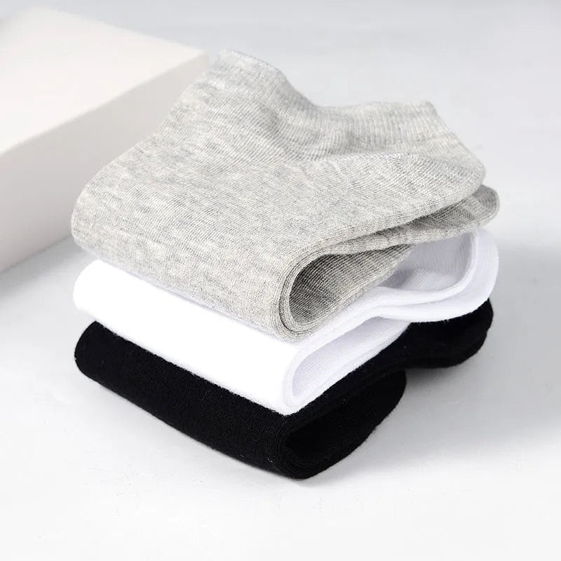 5 Pairs/Lot Low Cut Men Socks Solid Color Black White Gray Breathable Cotton Sports Socks Male Short Socks Women Men